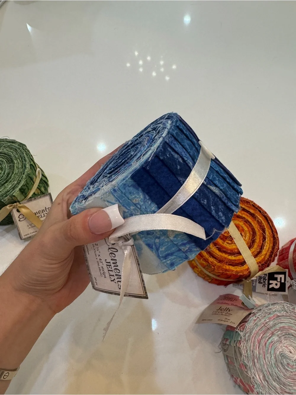 5 unopened Joann Fabric Jelly Roll Sets in Blue, Green, Orange, Red, asst - NEW